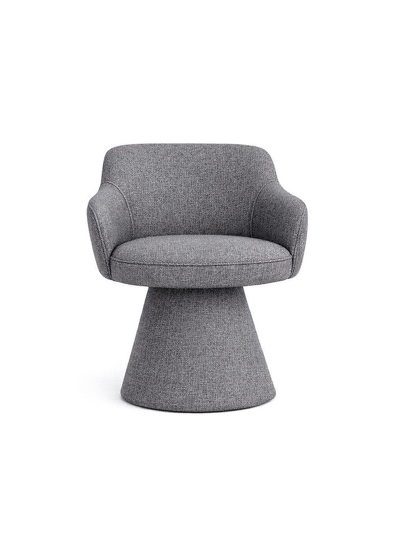 Cadeira De Mesa De Jantar Jade Base Cone Linho Cinza Escuro - Nexta Casa