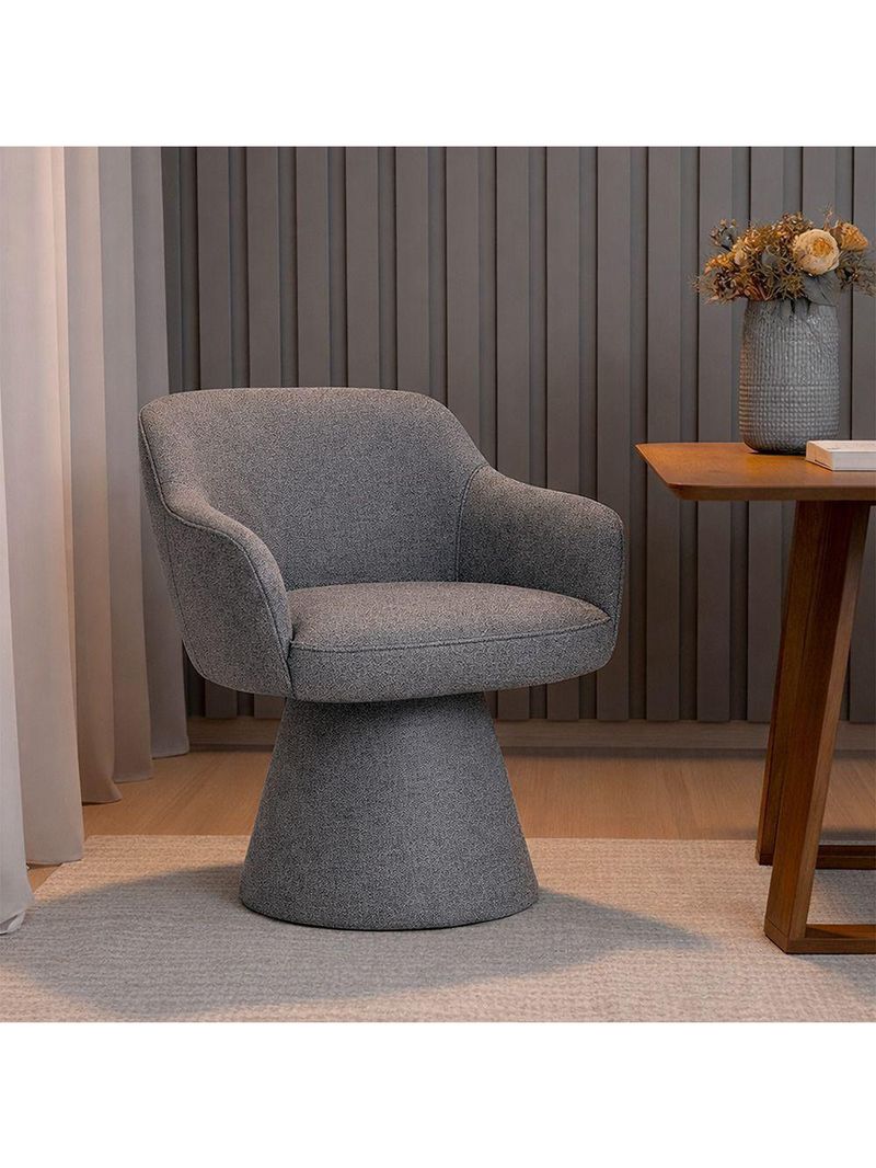 Cadeira De Mesa De Jantar Jade Base Cone Linho Cinza Escuro - Nexta Casa