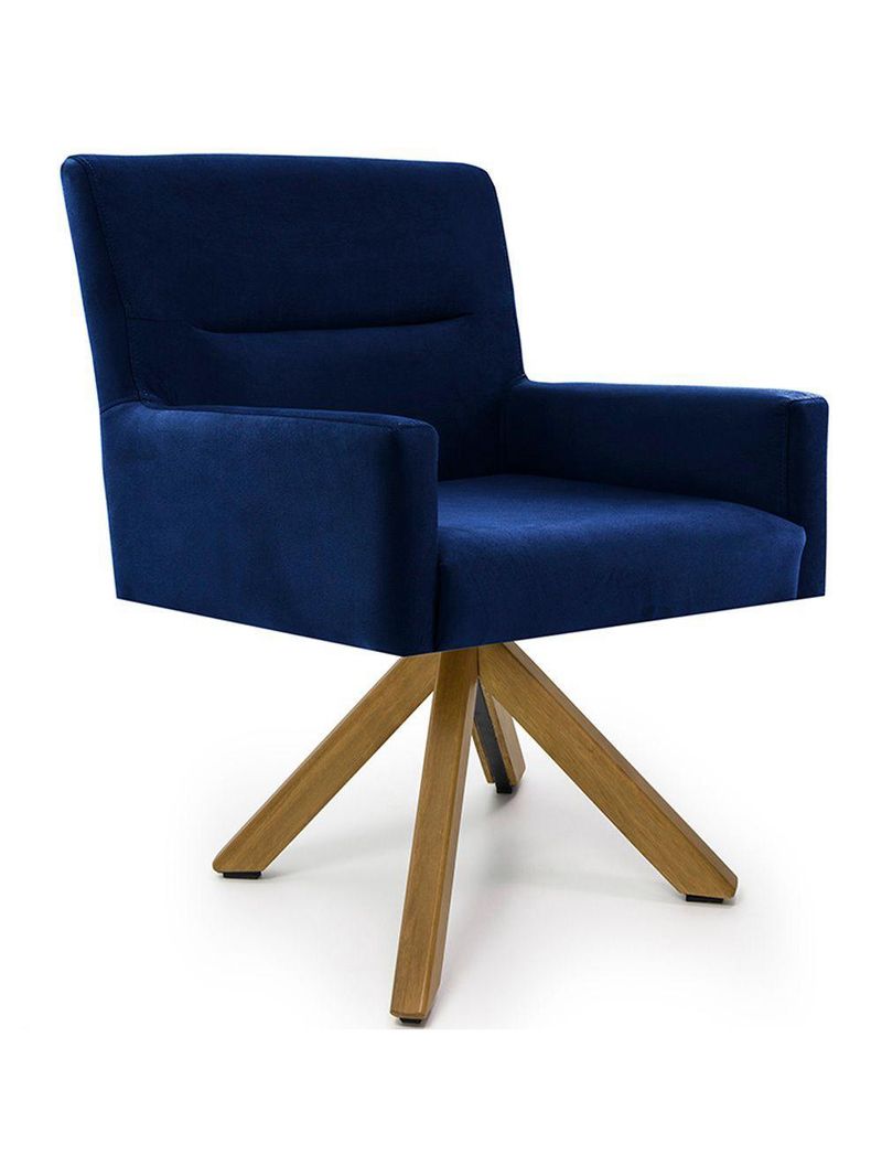 Cadeira Para Sala Angel Giratória Giromad Veludo Azul Royal - Nexta Casa