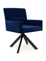 Cadeira Para Sala Angel Giratória Eiffel Preto Veludo Azul Royal - Nexta Casa