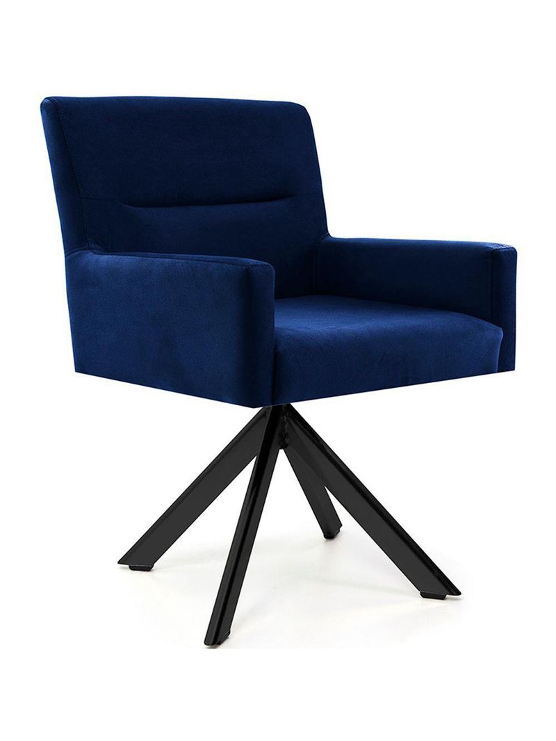 Cadeira Para Sala Angel Giratória Eiffel Preto Veludo Azul Royal - Nexta Casa