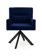 Cadeira Para Sala Angel Giratória Eiffel Preto Veludo Azul Royal - Nexta Casa