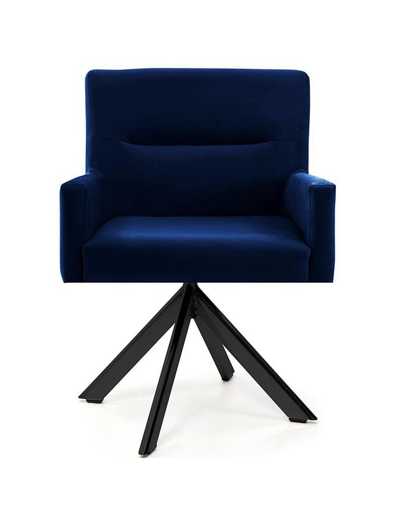 Cadeira Para Sala Angel Giratória Eiffel Preto Veludo Azul Royal - Nexta Casa