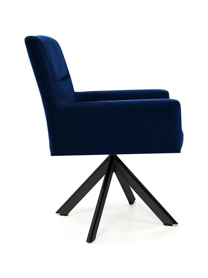 Cadeira Para Sala Angel Giratória Eiffel Preto Veludo Azul Royal - Nexta Casa