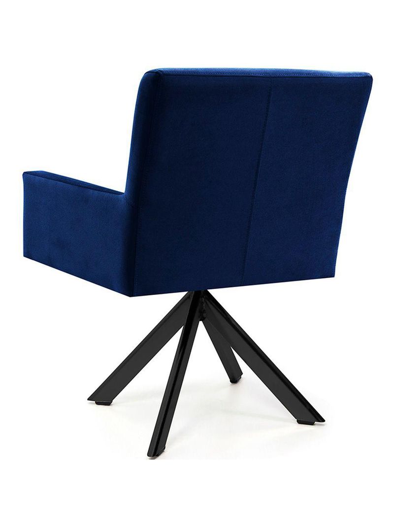 Cadeira Para Sala Angel Giratória Eiffel Preto Veludo Azul Royal - Nexta Casa