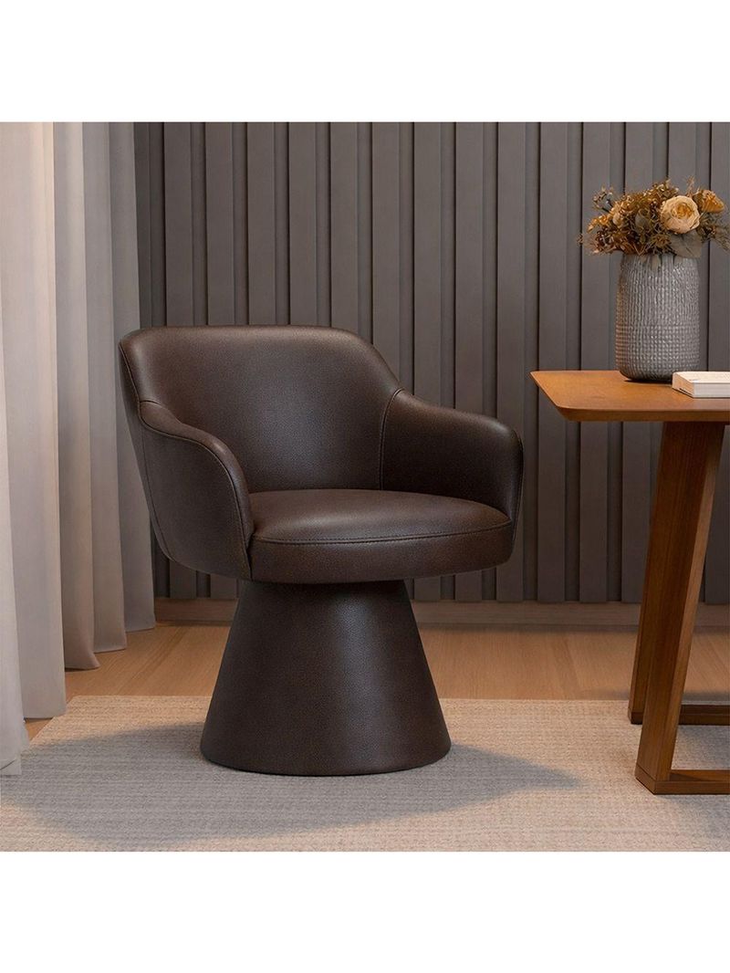 Cadeira De Mesa De Jantar Jade Base Cone Corano Café - Nexta Casa