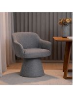 Cadeira De Mesa De Jantar Jade Base Cone Giratória Linho Cinza Escuro - Nexta Casa