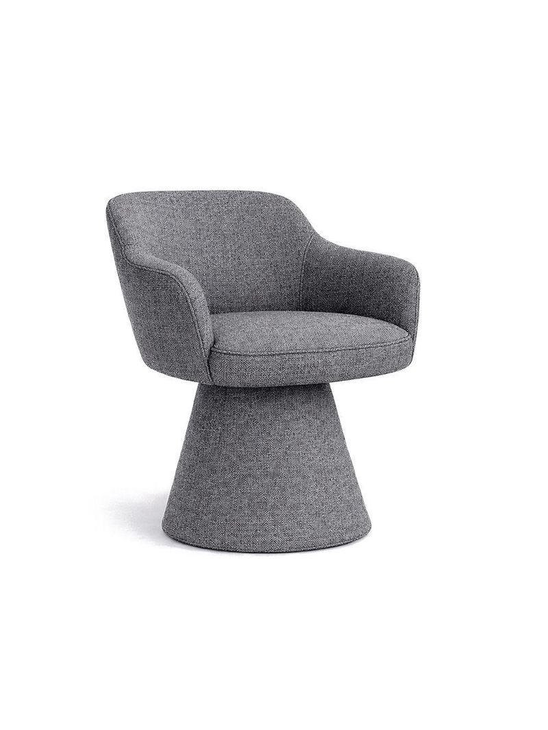 Cadeira De Mesa De Jantar Jade Base Cone Giratória Linho Cinza Escuro - Nexta Casa
