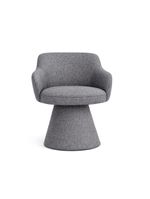 Cadeira De Mesa De Jantar Jade Base Cone Giratória Linho Cinza Escuro - Nexta Casa
