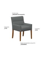 Cadeira Para Mesa De Jantar Angel Base Madeira Corano Cinza - Nexta Casa