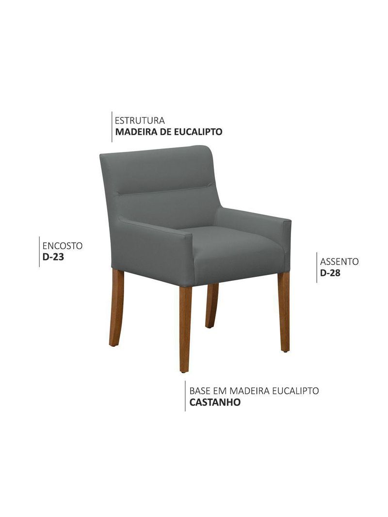 Cadeira Para Mesa De Jantar Angel Base Madeira Corano Cinza - Nexta Casa