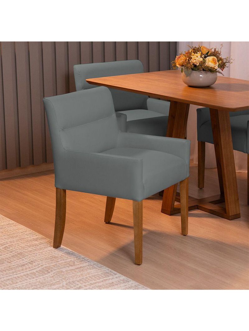 Cadeira Para Mesa De Jantar Angel Base Madeira Corano Cinza - Nexta Casa