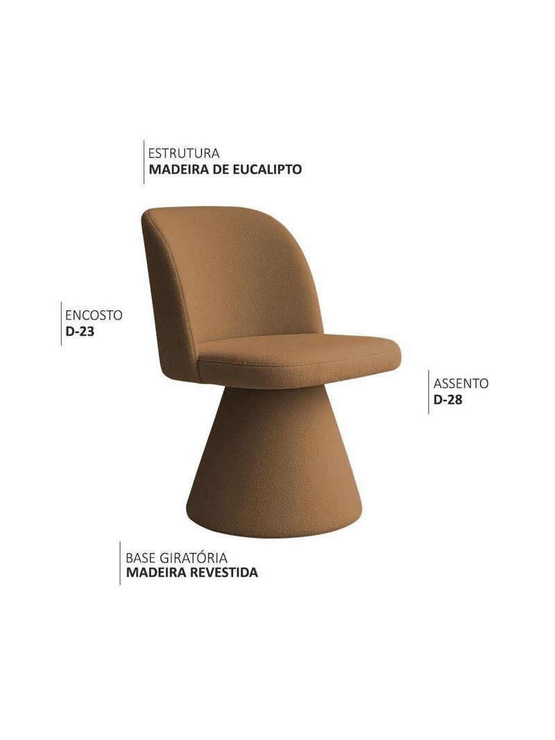 Cadeira De Jantar Giratória Liz Bouclé Terracota - Nexta Casa