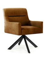 Cadeira Para Sala Angel Giratória Eiffel Preto Veludo Camel - Nexta Casa