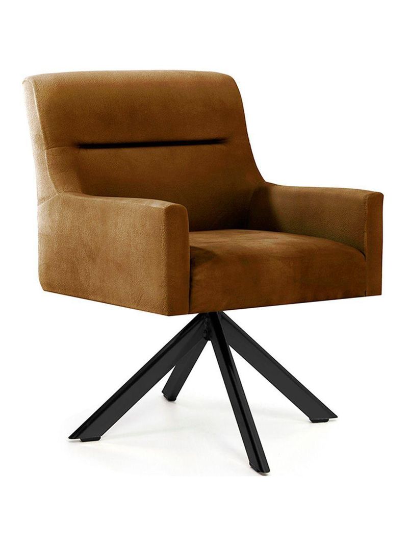Cadeira Para Sala Angel Giratória Eiffel Preto Veludo Camel - Nexta Casa