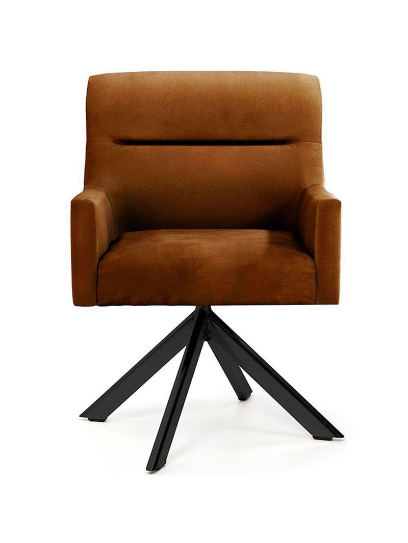 Cadeira Para Sala Angel Giratória Eiffel Preto Veludo Camel - Nexta Casa