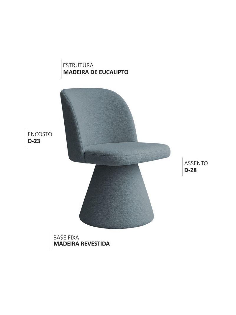 Cadeira De Jantar Liz Base Fixa Bouclé Azul Claro - Nexta Casa