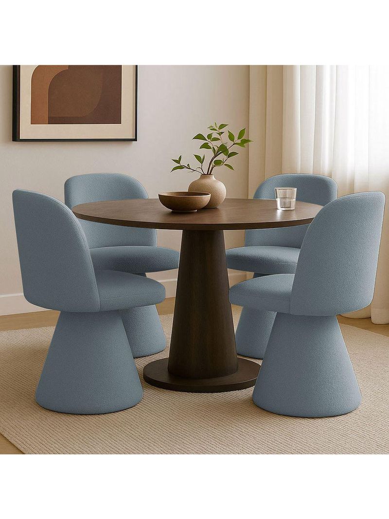 Cadeira De Jantar Liz Base Fixa Bouclé Azul Claro - Nexta Casa