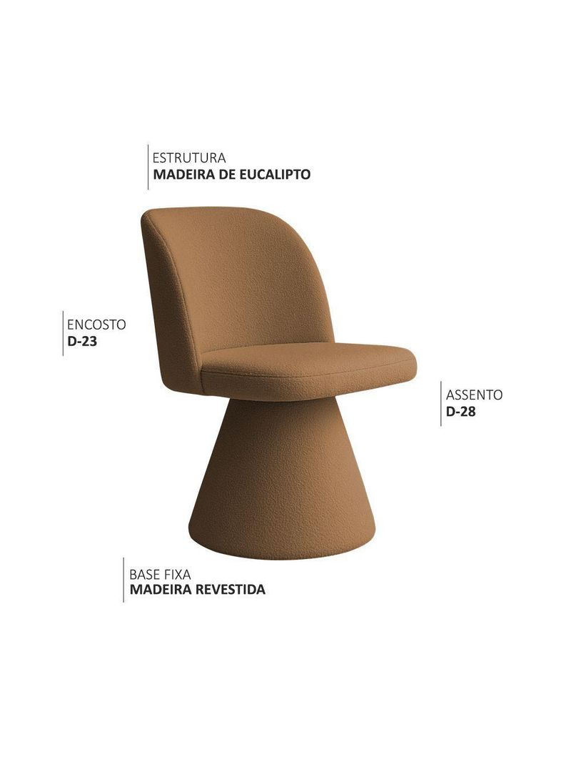 Cadeira De Jantar Liz Base Fixa Bouclé Terracota - Nexta Casa