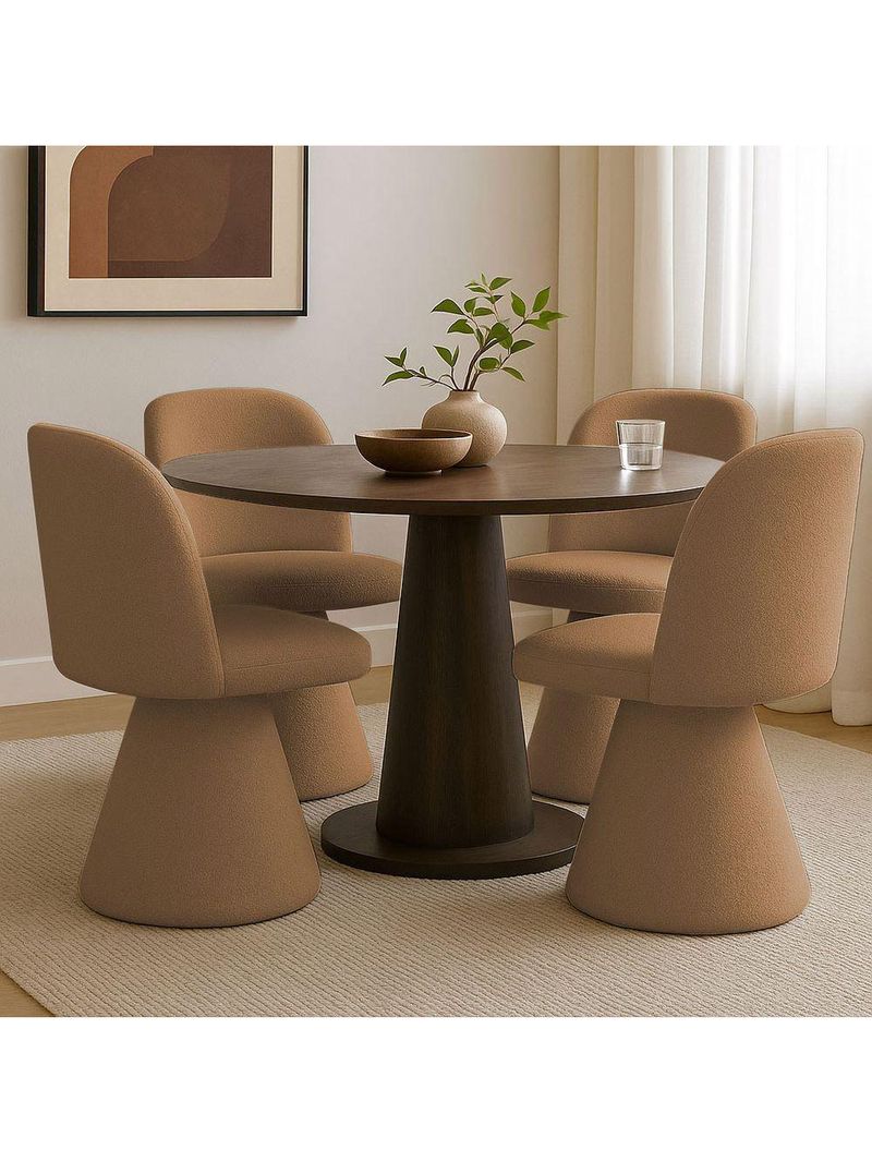 Cadeira De Jantar Liz Base Fixa Bouclé Terracota - Nexta Casa