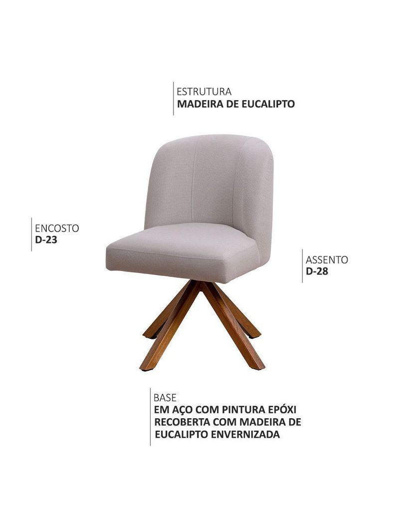 Cadeira De Jantar Cléo Base Giromad Linho Cru - Nexta Casa