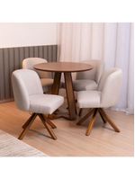 Cadeira De Jantar Cléo Base Giromad Linho Cru - Nexta Casa
