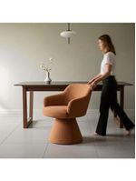 Cadeira De Mesa De Jantar Jade Base Cone Bouclé Terracota - Nexta Casa
