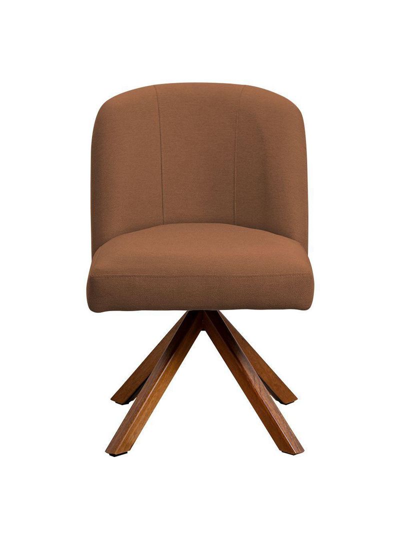 Cadeira De Jantar Cléo Base Giromad Linho Terracota - Nexta Casa