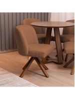 Cadeira De Jantar Cléo Base Giromad Linho Terracota - Nexta Casa