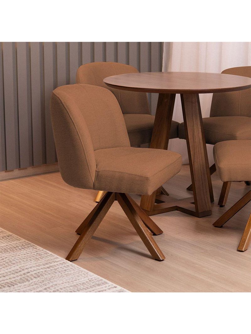 Cadeira De Jantar Cléo Base Giromad Linho Terracota - Nexta Casa