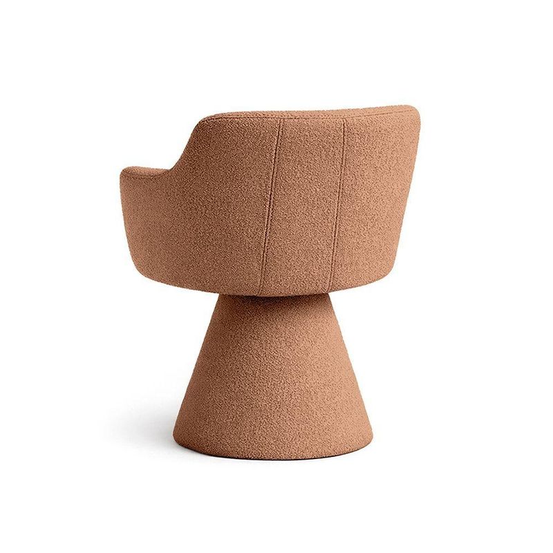 Cadeira De Mesa De Jantar Jade Base Cone Giratória Bouclé Terracota - Nexta Casa