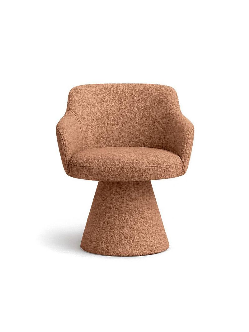 Cadeira De Mesa De Jantar Jade Base Cone Giratória Bouclé Terracota - Nexta Casa