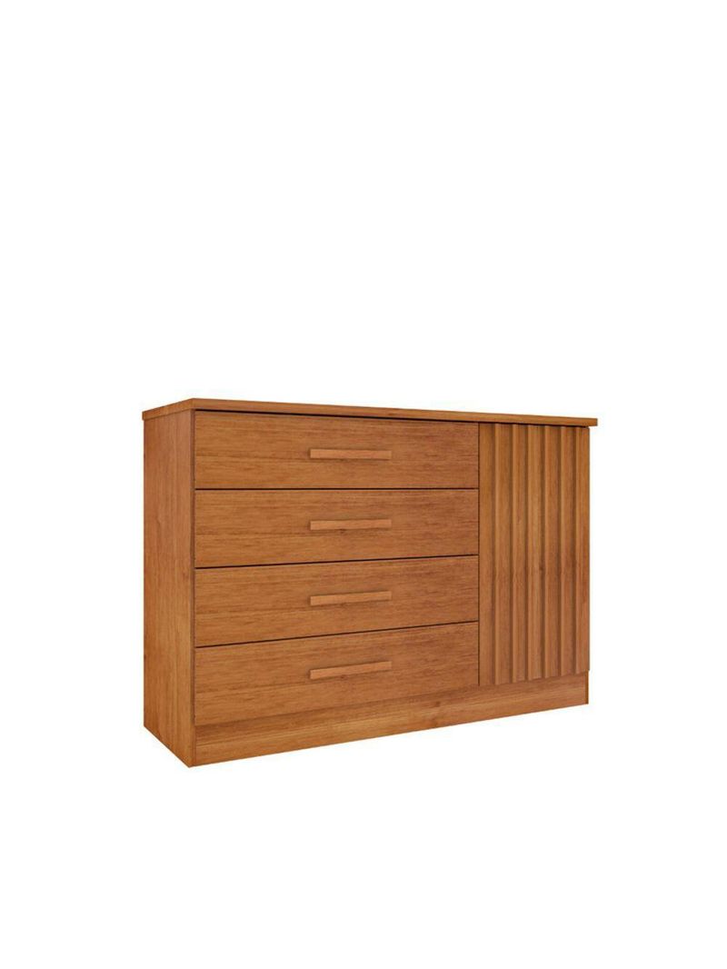 Cômoda Para Quarto Ripada 1 Portas 4 Gavetas - Barcelona-cinamomo - Tcil Móveis