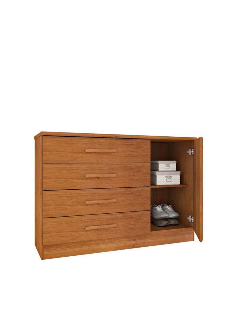 Cômoda Para Quarto Ripada 1 Portas 4 Gavetas - Barcelona-cinamomo - Tcil Móveis