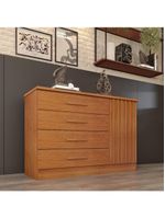 Cômoda Para Quarto Ripada 1 Portas 4 Gavetas - Barcelona-cinamomo - Tcil Móveis