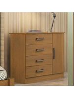 Cômoda Para Quarto 1 Porta 4 Gavetas - Firenze-cinamomo - Móveis D'doro