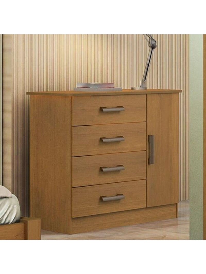 Cômoda Para Quarto 1 Porta 4 Gavetas - Firenze-cinamomo - Móveis D'doro