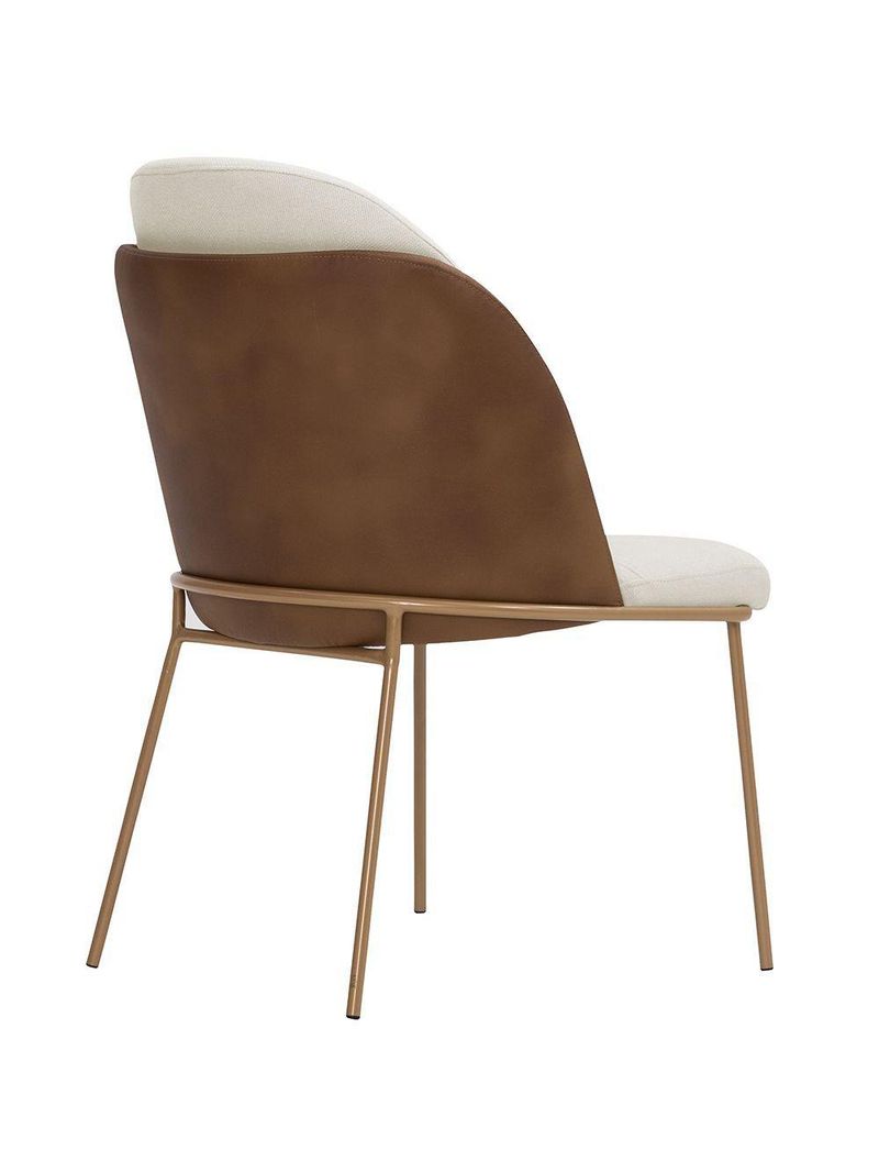 Cadeira De Jantar Mila Aço Ourof Corano Marrom/velosuede Off White - Nexta Casa