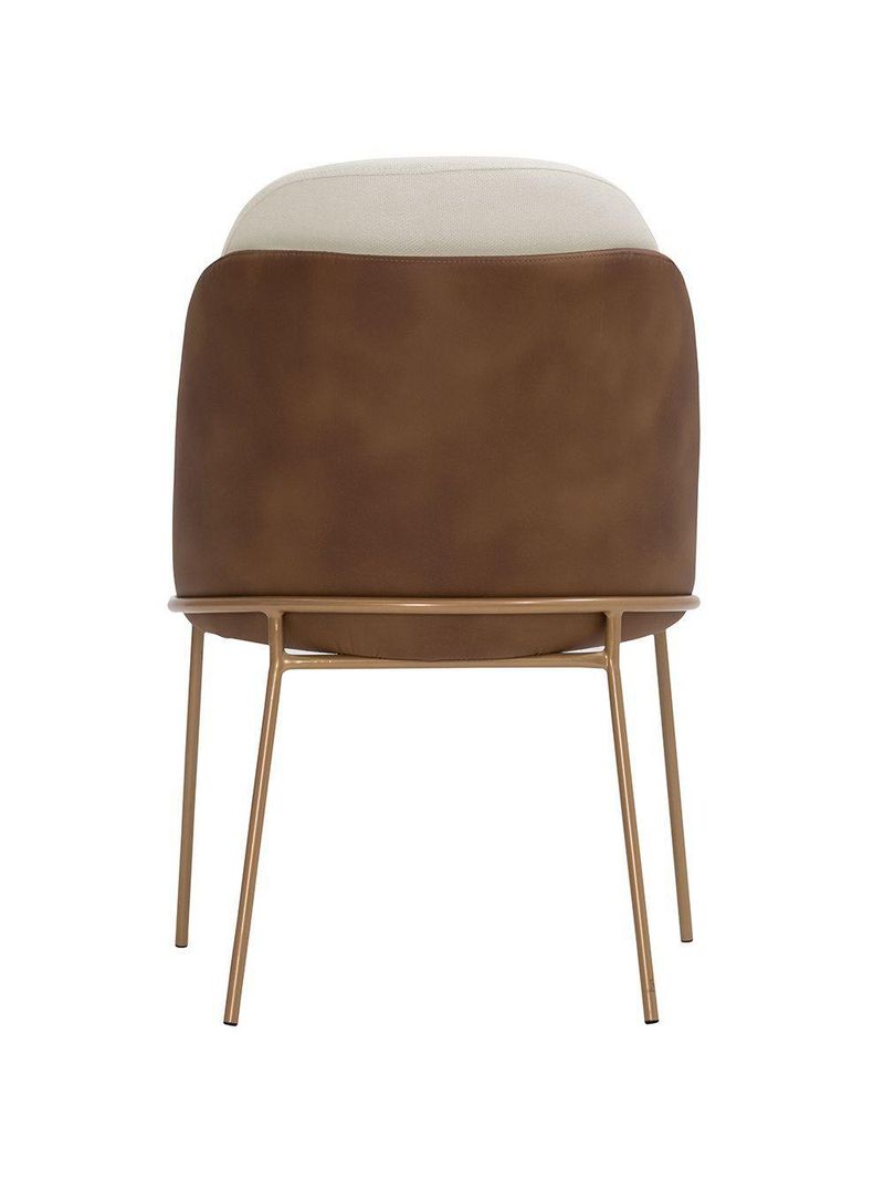 Cadeira De Jantar Mila Aço Ourof Corano Marrom/velosuede Off White - Nexta Casa