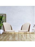 Cadeira De Jantar Mila Aço Ourof Corano Marrom/velosuede Off White - Nexta Casa