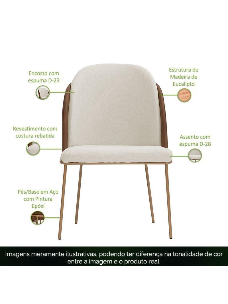 Cadeira De Jantar Mila Aço Ourof Corano Marrom/velosuede Off White - Nexta Casa