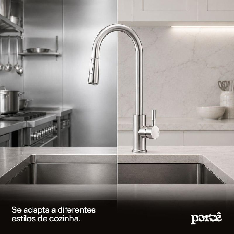 Torneira de Cozinha Monocomando Gourmet Hestia Aço Inox Escovado (PTM35SS50A-ES)
