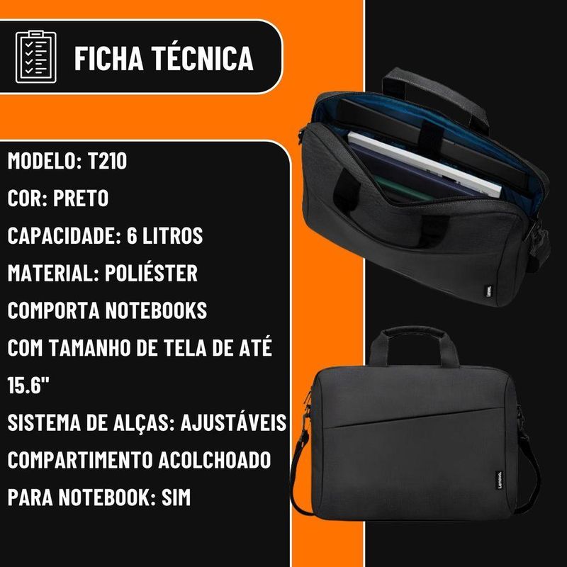 Bolsa Transversal Casual T210 Notebook 156 Preta