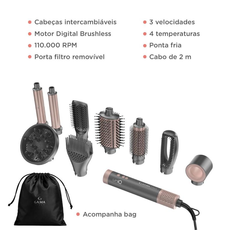 Secador multistyler uniq flow 9 em 1 bivolt