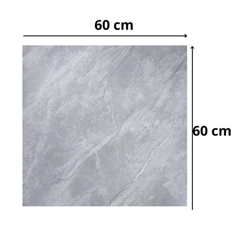 Kit Piso Vinílico Mármore Adesivo PVC 60X60CM Impermeável para Uso Interno Cinza
