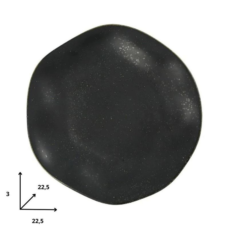 Prato Fundo Ryo Volcano 1 Peça Porcelana Ondulado para Massas Preto