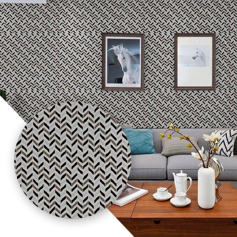 Papel De Parede Adesivo Pvc Estampa Zig Zag - 5 Metros