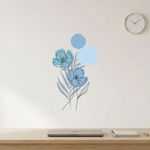 Adesivo Floral Boho Azul Estilo Nórdico 35x60 Minimalista Abstrato