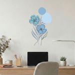 Adesivo Floral Boho Azul Estilo Nórdico 35x60 Minimalista Abstrato