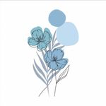 Adesivo Floral Boho Azul Estilo Nórdico 50x90 Minimalista Abstrato